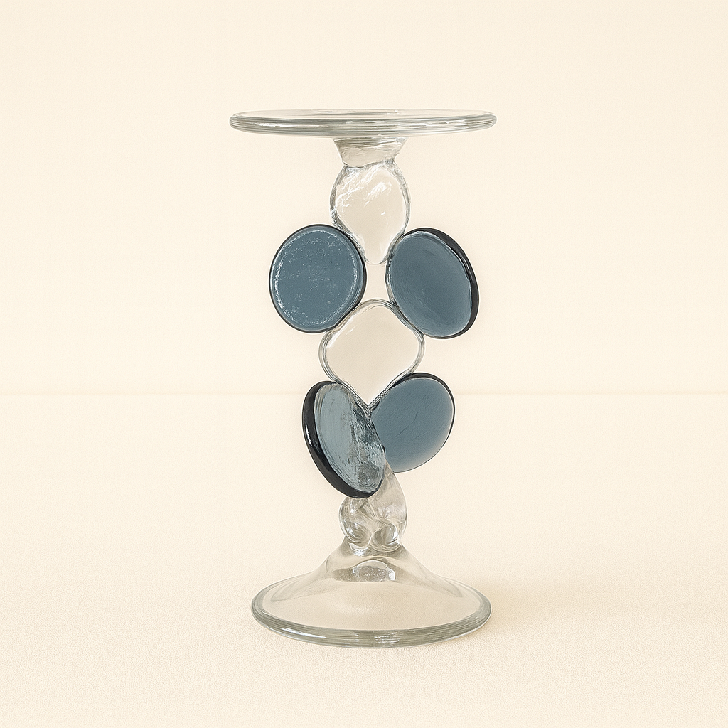 Candelabro con hojas de cristal